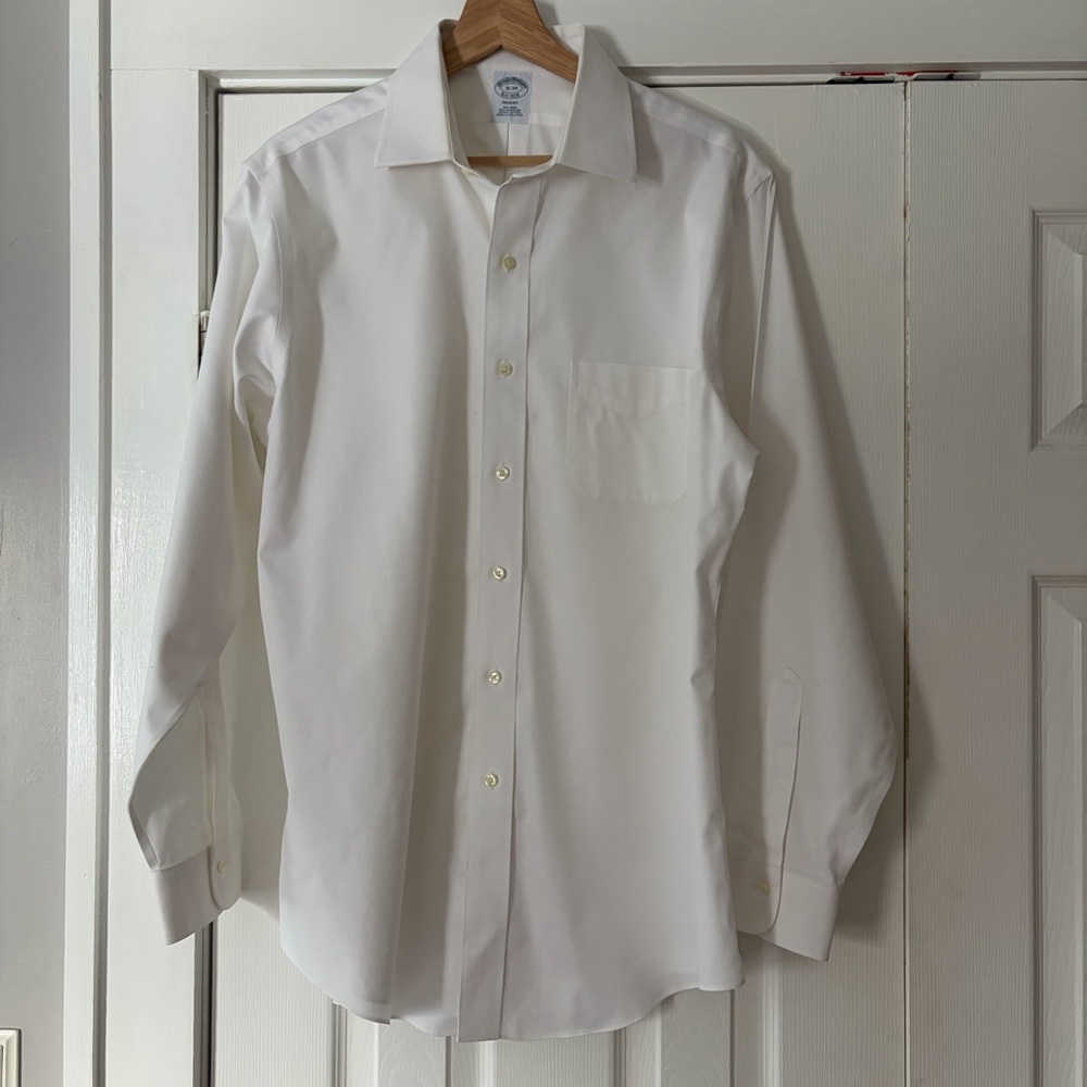 Brooks Brothers White Non-Iron Cotton Dress Shirt Size‎ 16-34 EUC